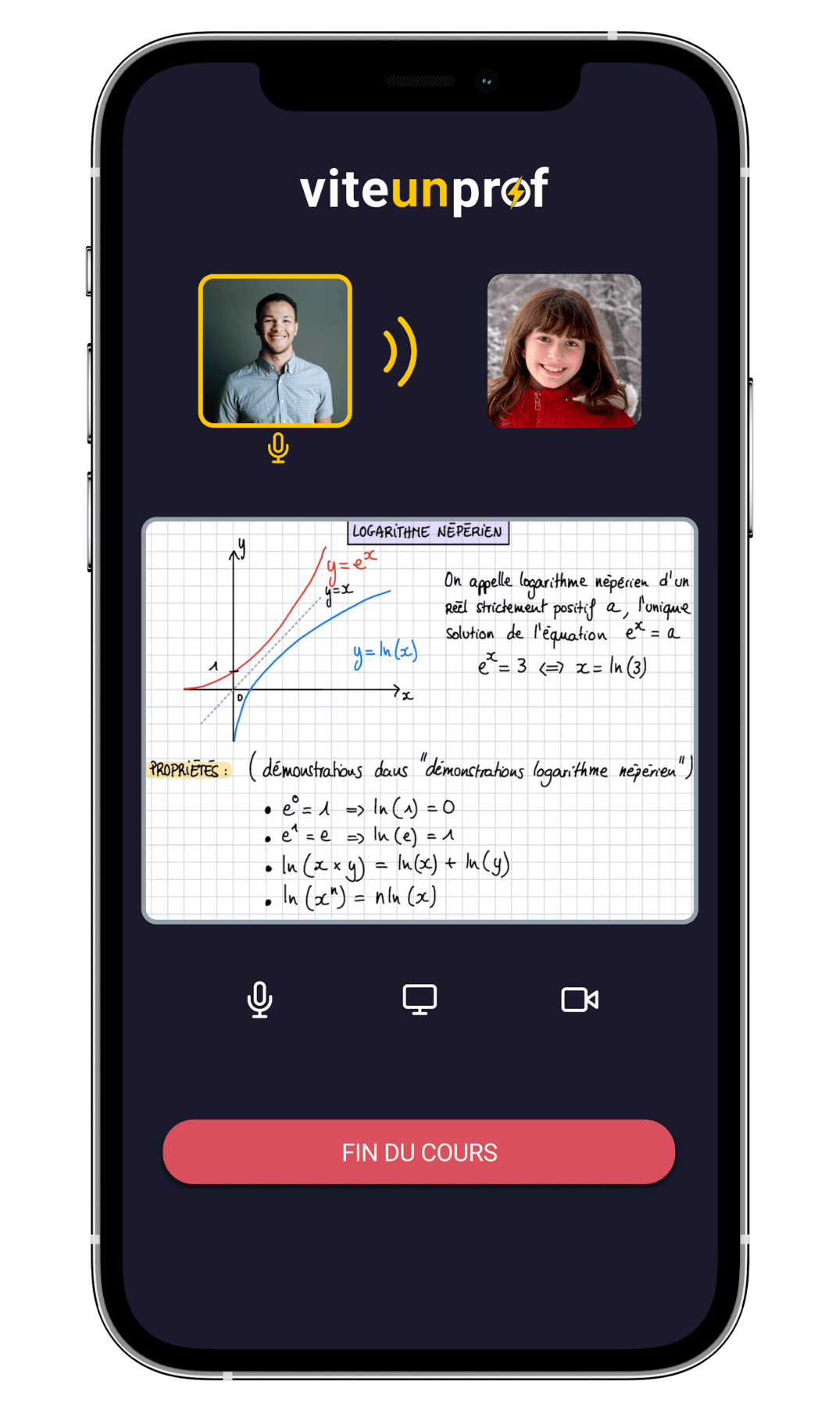 Application mobile d'un cours de maths en visio 