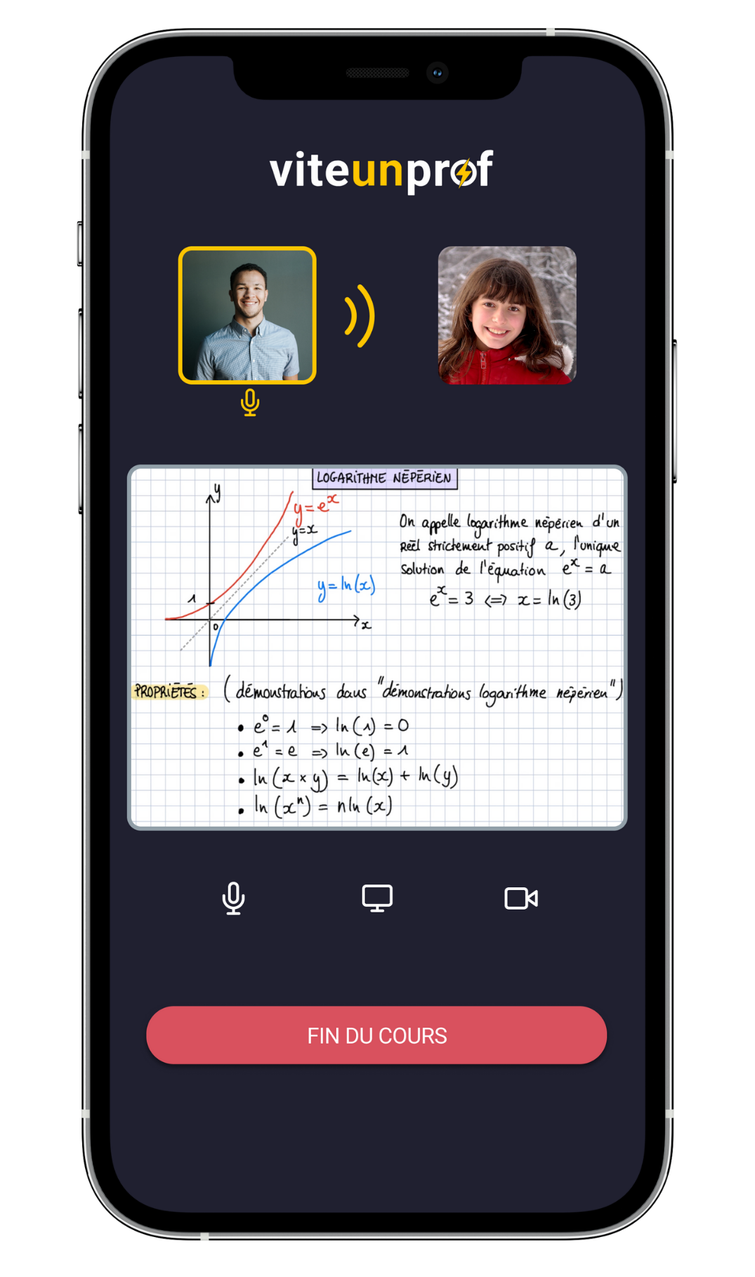Application mobile cours de maths en visio