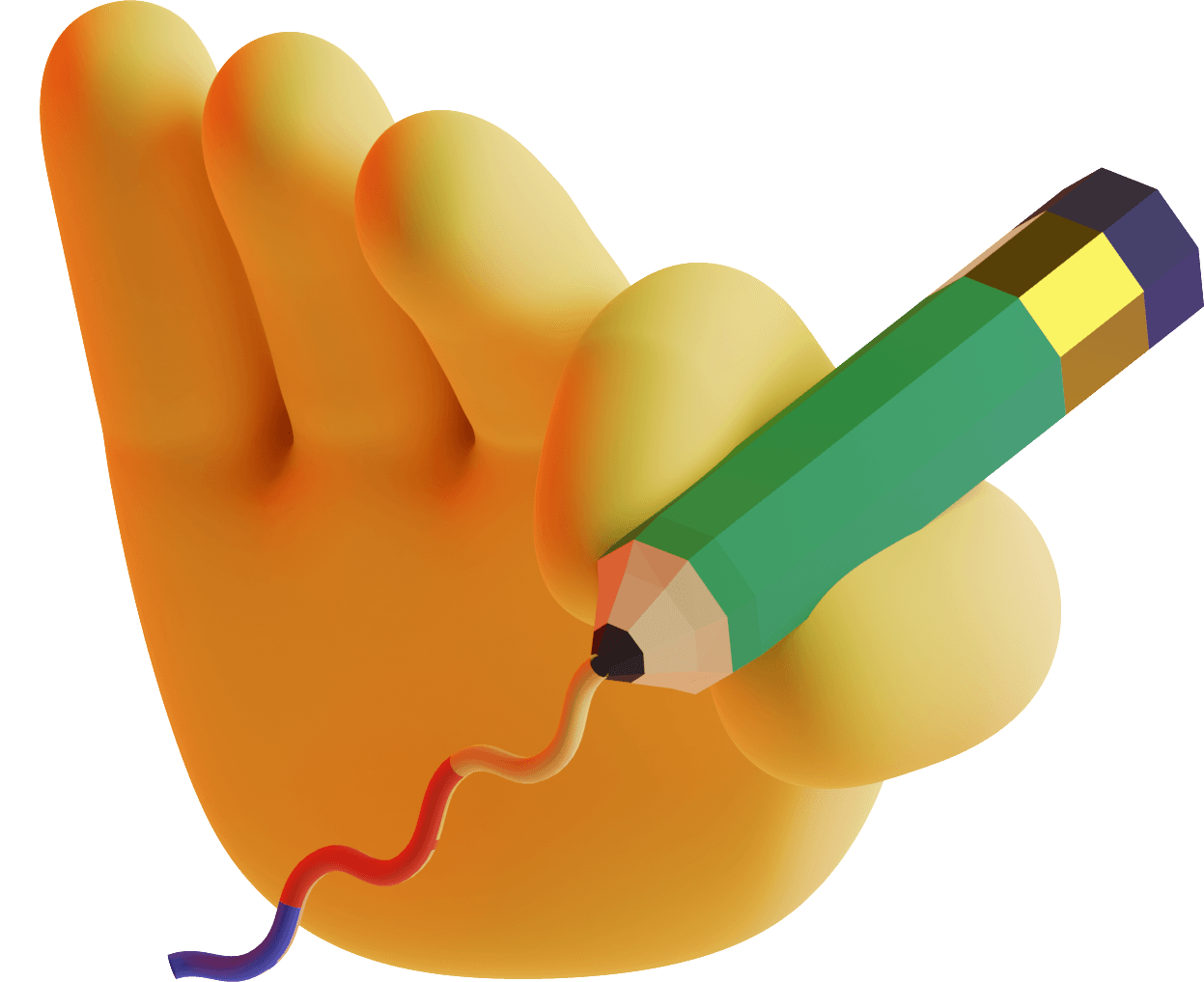 Illustration main qui écrit en 3D